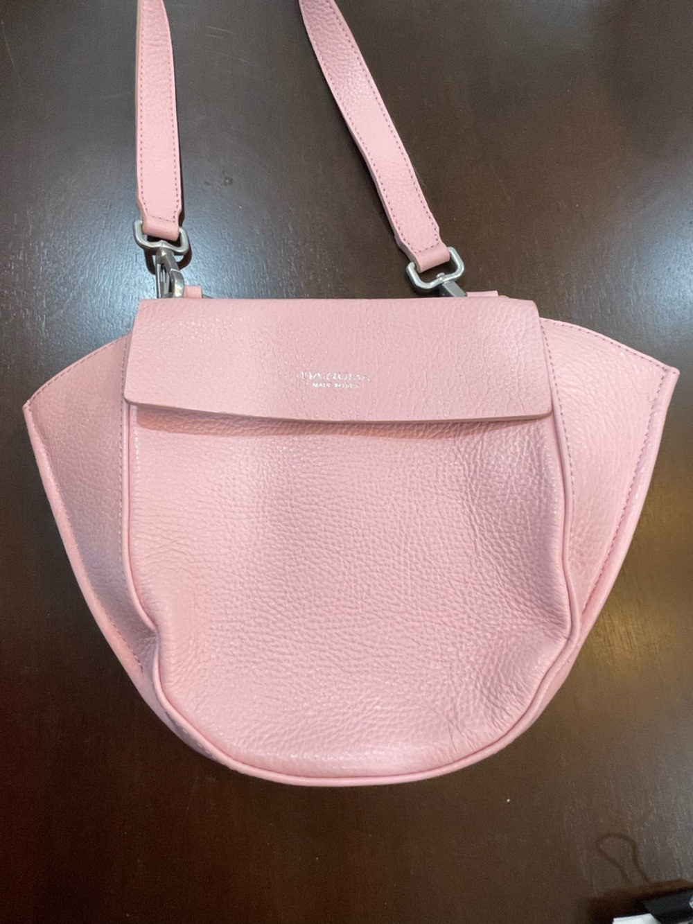 Lia numa Pink Pebbled Leather Flap Shoulder Bag